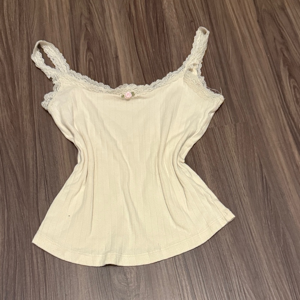 Elegant Yellow Lace Trim Women's Top